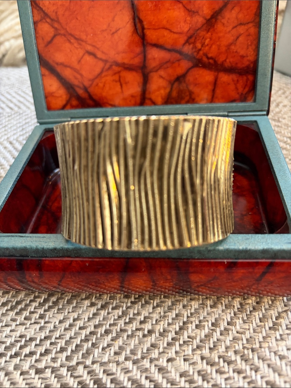 Vintage Gold-Tone Textured Cuff Bracelet